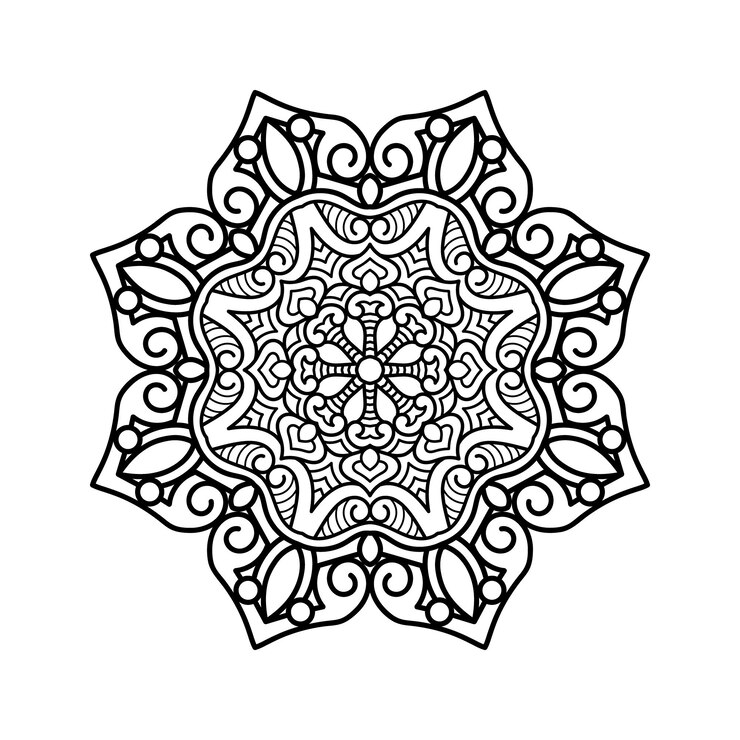 Vektor dekoratives mandala und muster für den mehndi-hochzeits-islam umriss mandalas malbuch seite