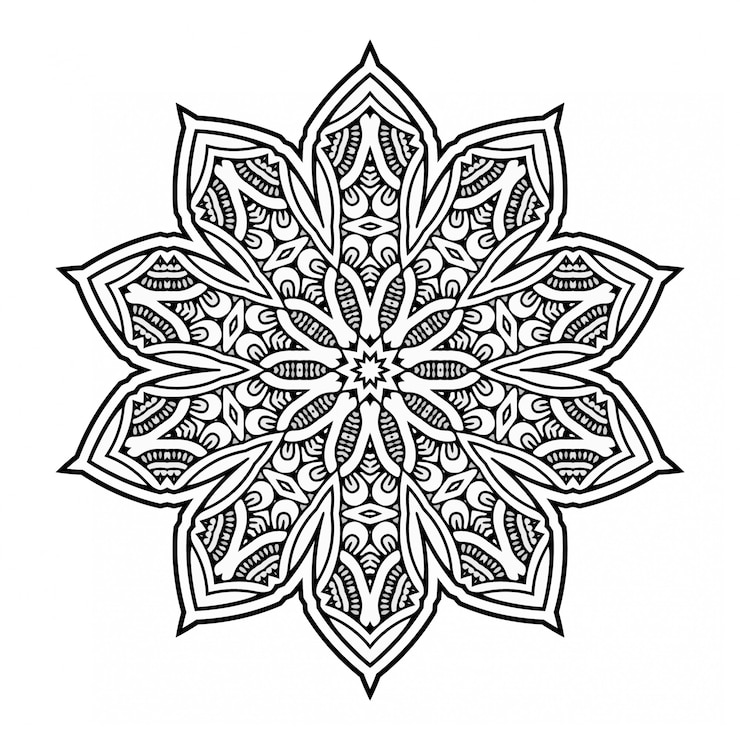 Vektor dekoratives schwarzweiss-mandala-design