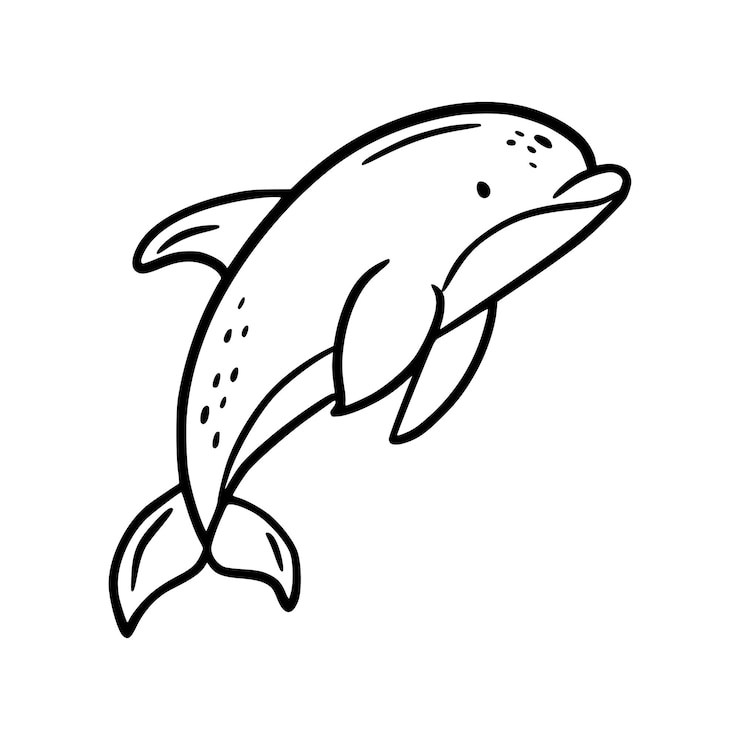 Vektor delfin-droodle-symbol auf weißem hintergrund