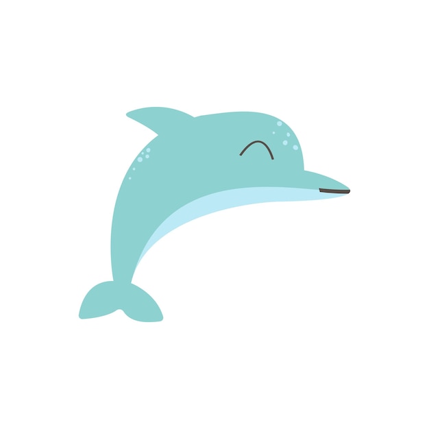 Delfin Kawaii-Stil Meeressäugetier isoliert auf weißem Hintergrund Vektor eps 10