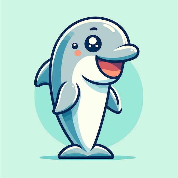 Delfin steht glücklich cartoon vektor icon illustration tier natur icon konzept isoliert