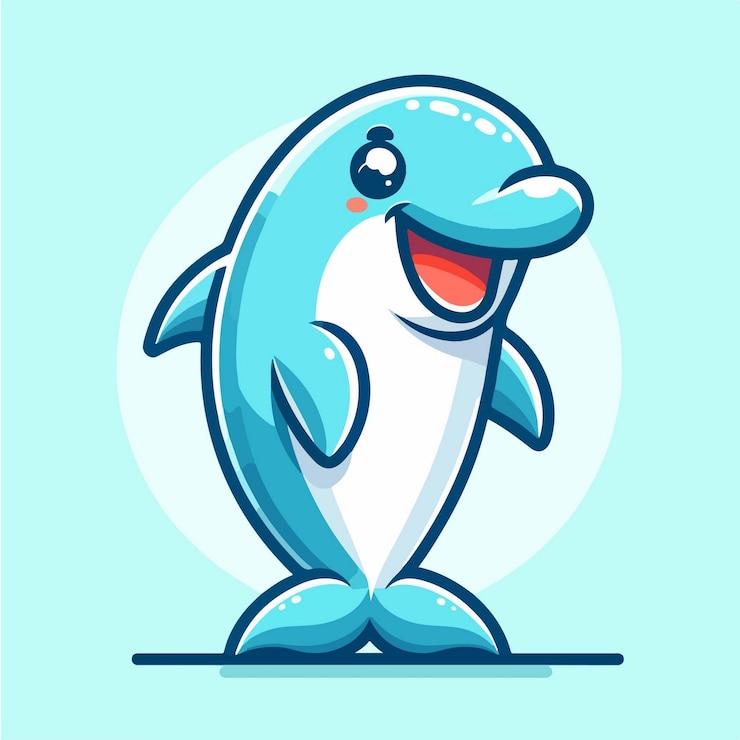 Vektor delfin steht glücklich cartoon vektor icon illustration tier natur icon konzept isoliert