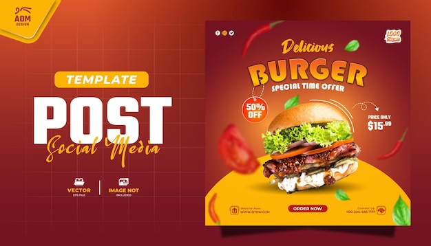 Delicious Burger And Food Menu Social Media Post Flyer Und Banner Vorlage