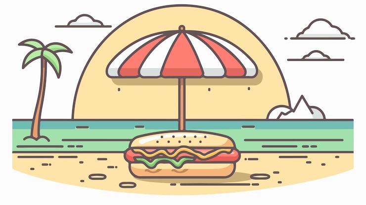 Vektor delicious hot dog auf bun-vektor-illustration