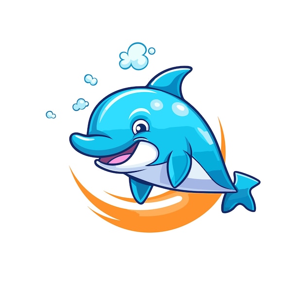 Delphin-cartoon-t-shirt und tassen-design, grafische illustration, cartoon-vektor