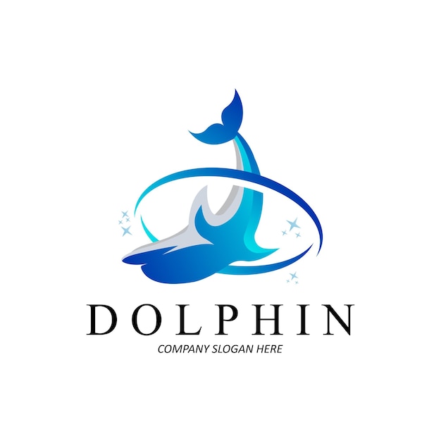 Delphin-Logo-Vektor-Icon-Design Meerestiere Fischarten Säugetiere lieben es zu fliegen und zu springen