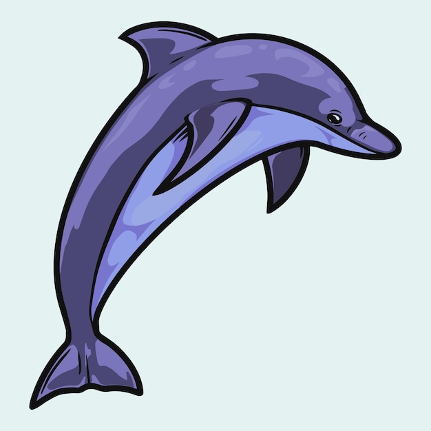 Delphinsprung im vintage-stil, isolierter vektor