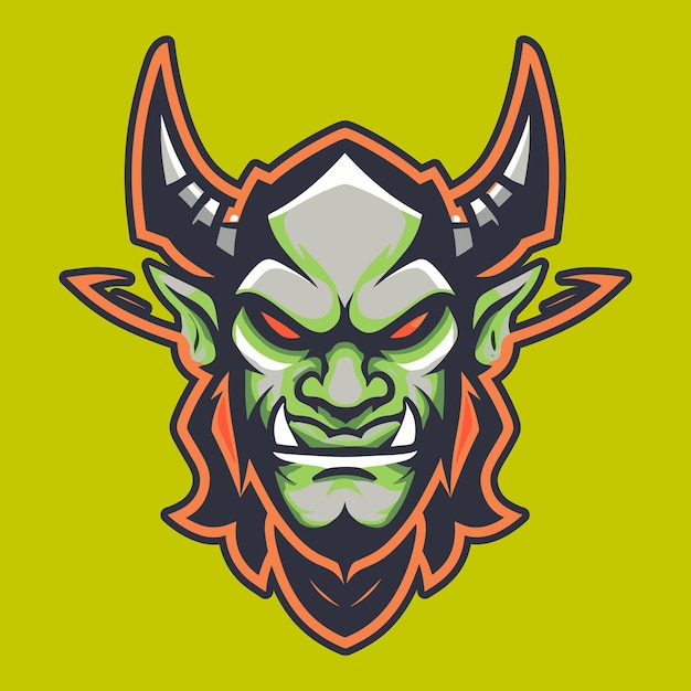 Demon orc-kopf-vektor-kunstdesign