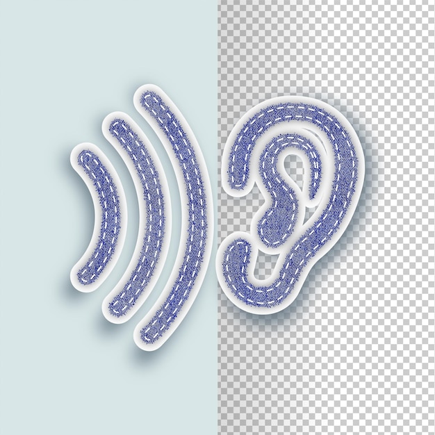 Denim-Ohr-Symbol mit bearbeitbarem Hintergrund