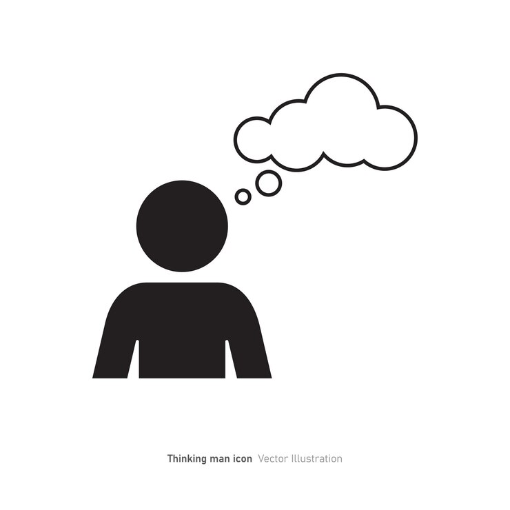 Vektor denkender mann-ikonen-traum-wolken-person mit frageblasen-vektor-illustration