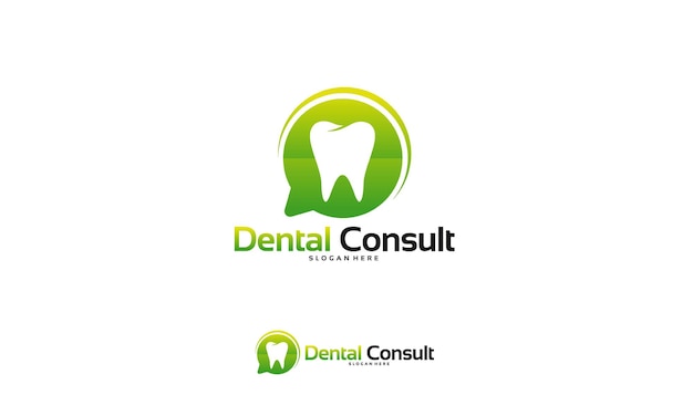 Dental consult logo entwirft konzeptvektor, dental-logo-vorlage