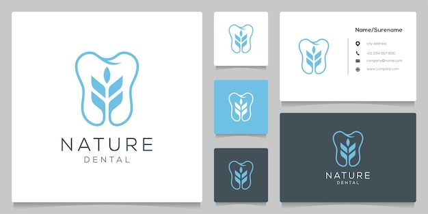 Dental leaf natur garten logo design illustrationen