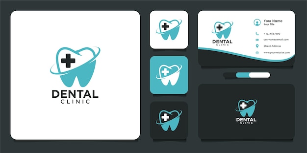 Dental logo design inspiration mit klinik und visitenkarte