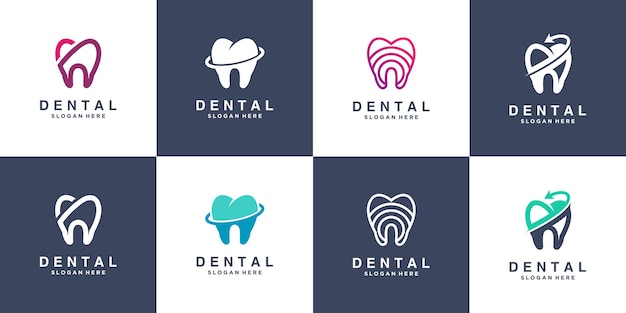 Dental logo sammlung für geschäft premium vektoren