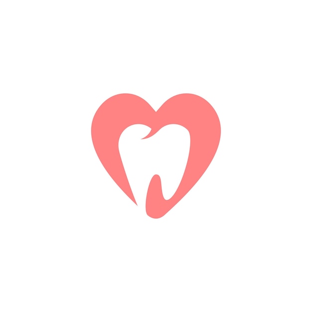 Dental, mit, herz, logo, vektor, abstrakt, modern