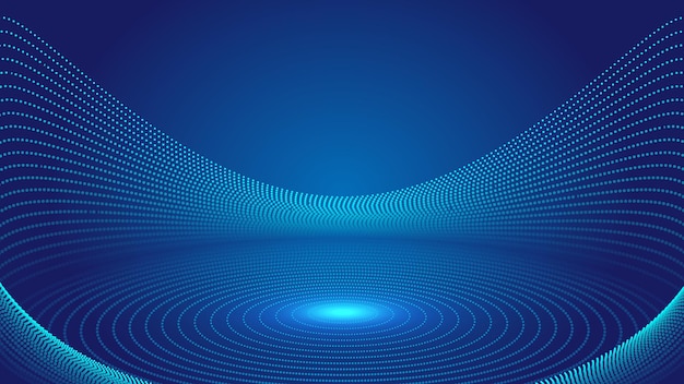 Der 3D-Technologie-Sense-Space-Sense-Stand besteht aus blauen Linien