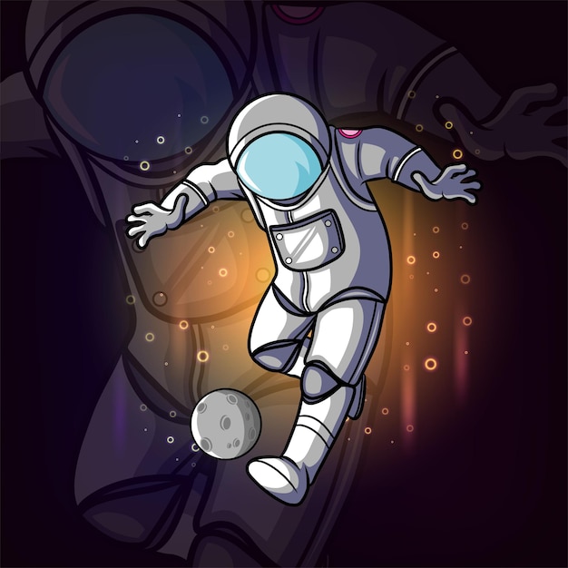 Der Astronaut tritt gegen die Asteroiden der Illustration