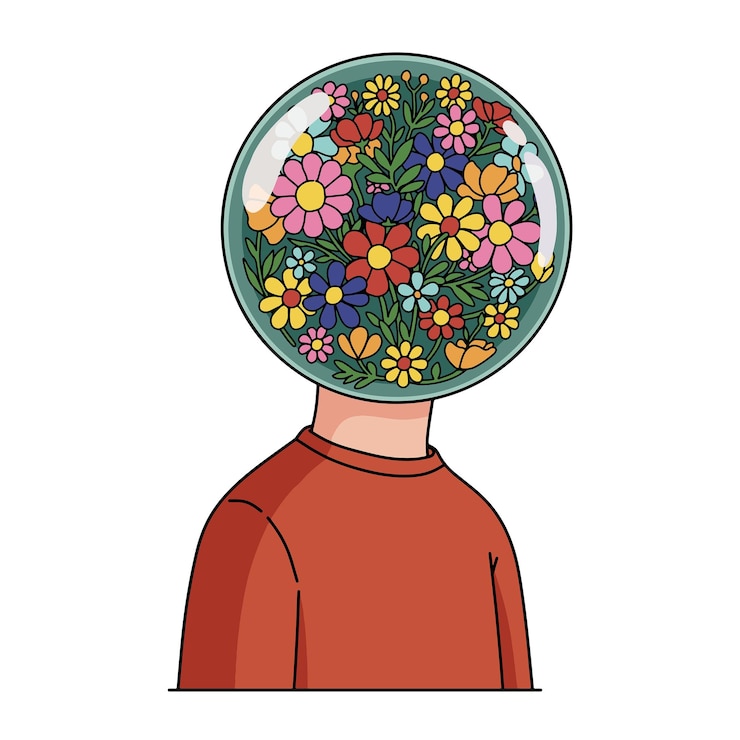 Vektor der blühende verstand ein surrealistisches blumenporträt