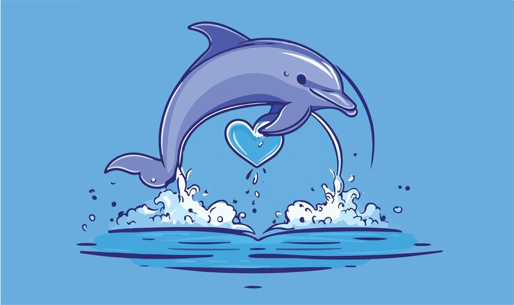 Vektor der freudige delfin springt von den wellen