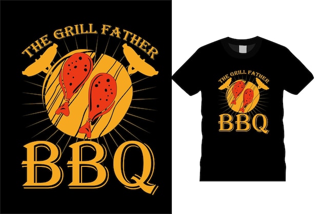 Vektor der grillvater bbq foodcookingalcoholsteak lustige bbq beer tshirt design vektorvorlage