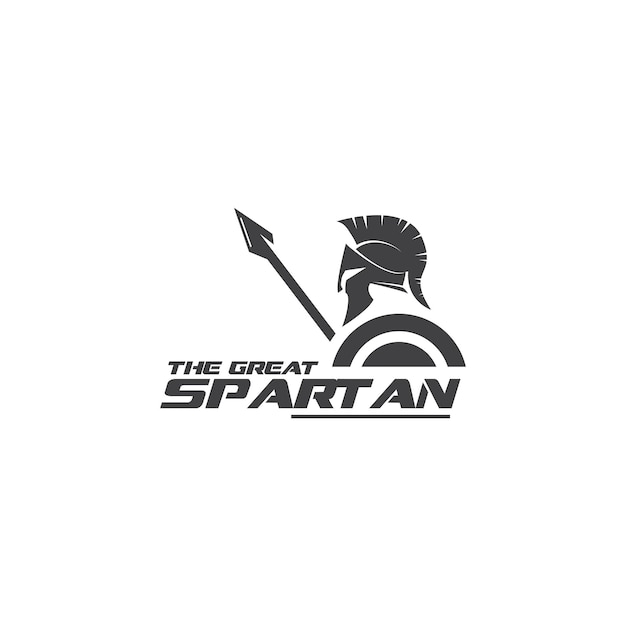 Der große spartaner mit schild und speer-design-logo-vorlage