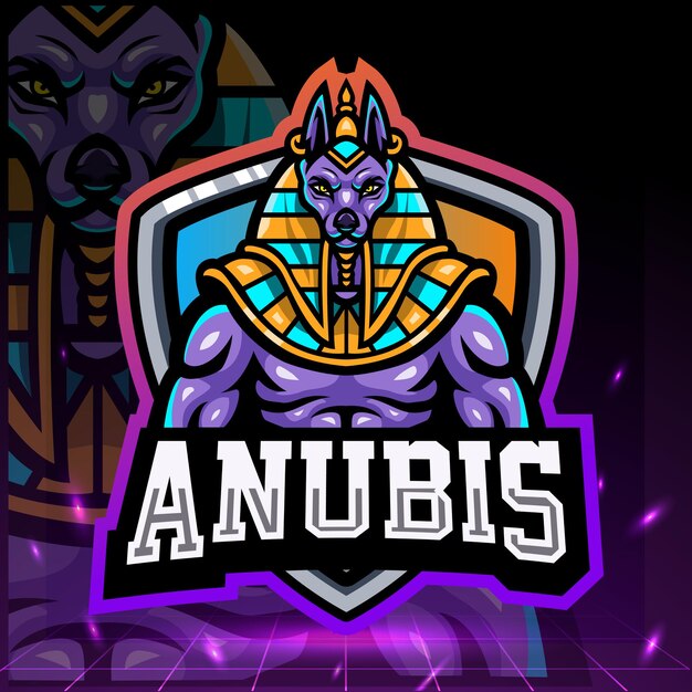 Der herr des anubis-maskottchens esport-logo-design