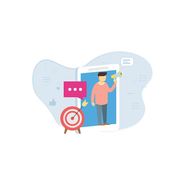 Der Junge macht Marketing mit Megaphon