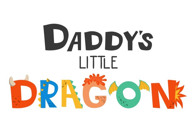 Der kleine drachen von daddy mit vektorillustration im cartoon-stil