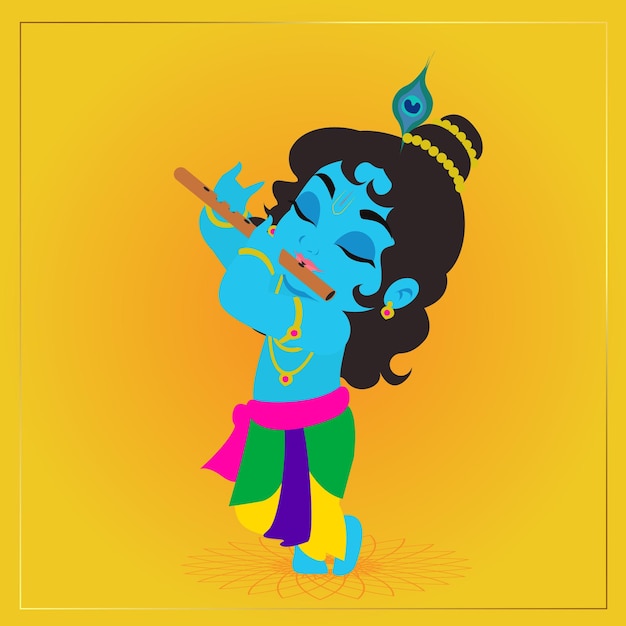 Der kleine krishna spielt flöte