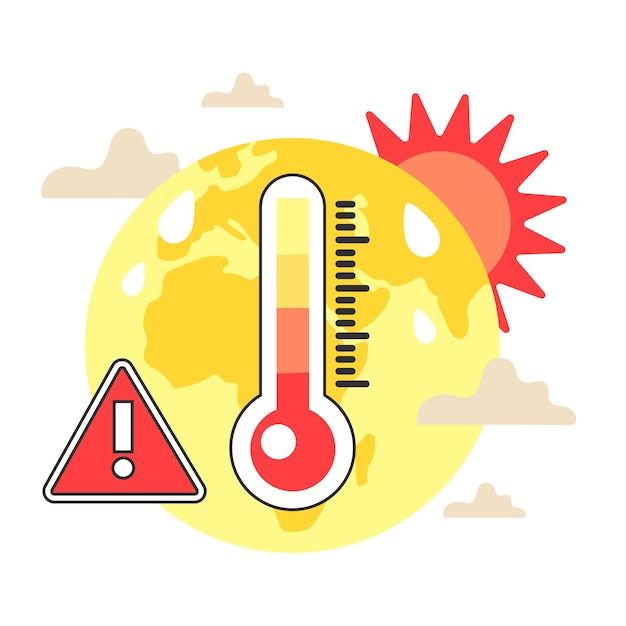 Vektor der klimawandel verursacht ungewöhnliche hitzewellen auf dem planeten erde