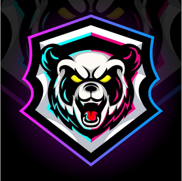 Der kopf des panda-maskottchens. esport logo design