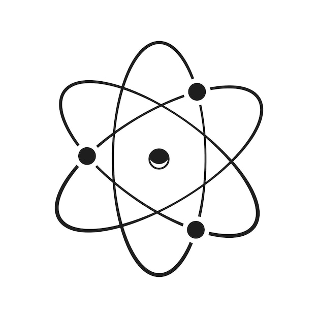 Der Kreis Y2K-Element Atom-Symbol Atom-Icon schwarzer Kreis Atom-Vektor-Illustration