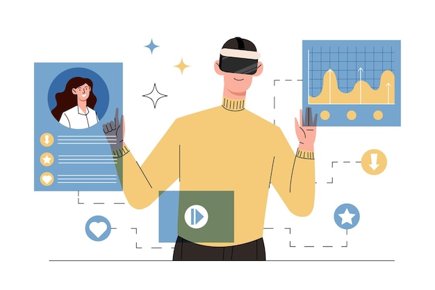 Der Mann mit der virtuellen Realität Brille