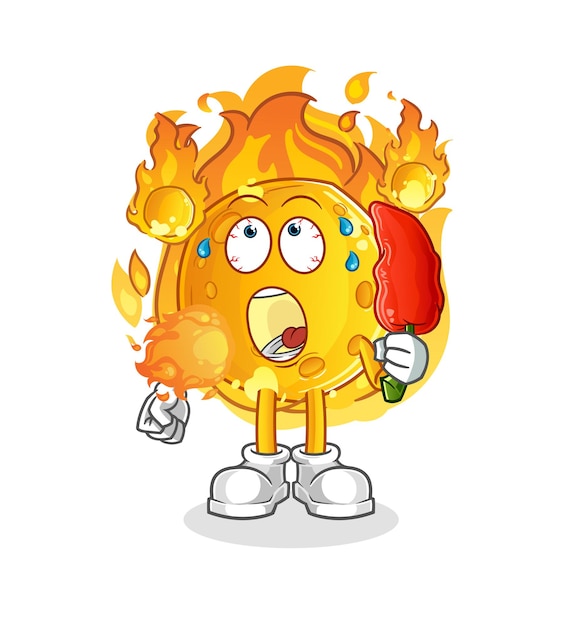 Der Meteor isst scharfes Chili-Maskottchen. Cartoon-Vektor