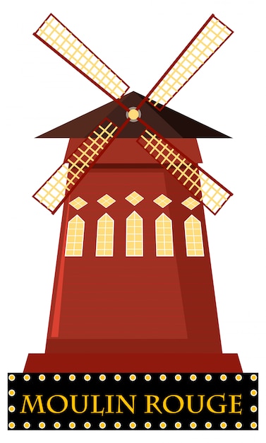 Vektor der moulin rouge mit windmall