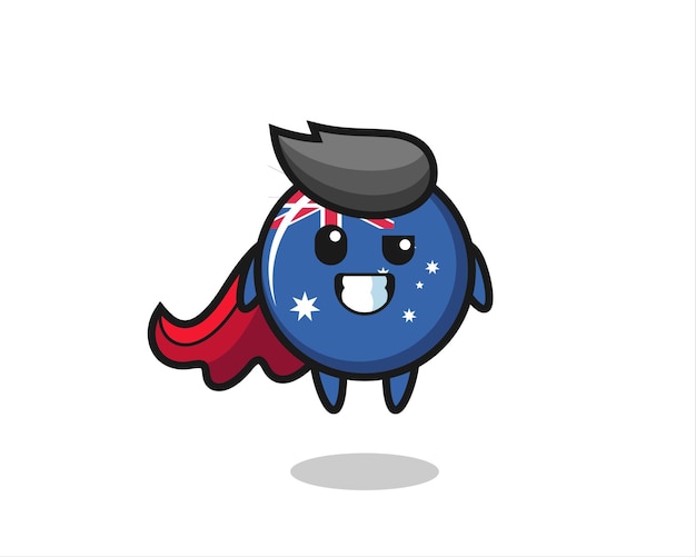 Der niedliche australien-flaggenabzeichencharakter als fliegender superheld