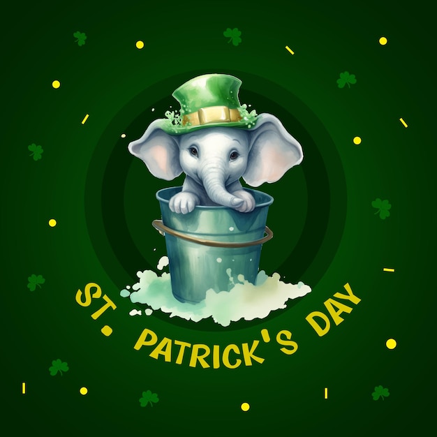 Der schöne elefanten-hintergrund des st. patrick's day-post-designs