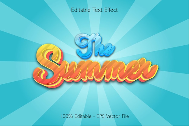Der Sommer editierbarer Texteffekt 3D-Prägung im Cartoon-Stil