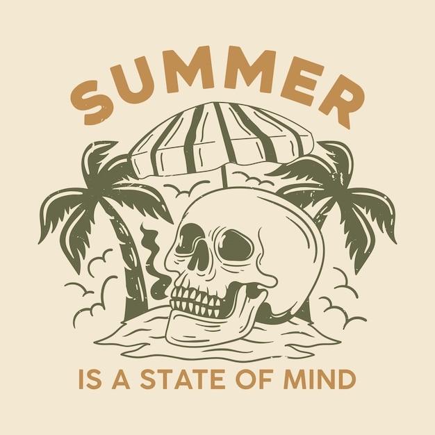 Der sommer ist ein vintage-sommerparadies-strand-t-shirt-design