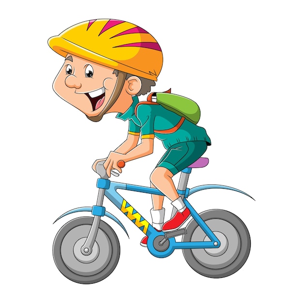 Der sportliche junge fährt das fahrrad der illustration