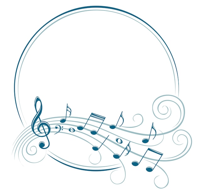 Der stilisierte blaue Rahmen mit Musiknoten