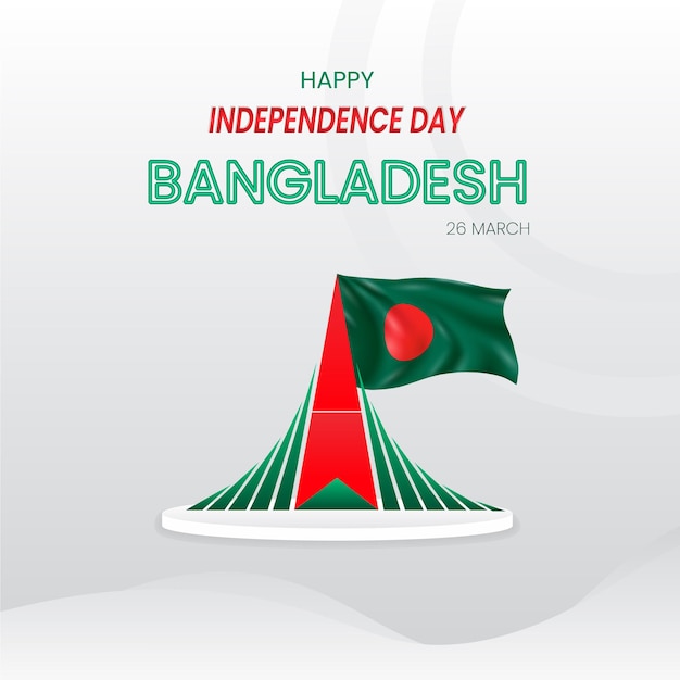 Vektor der unabhängigkeitstag von bangladesch mit einer flagge