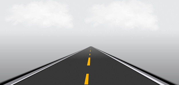 Der Weg zum Horizont mit Wolken über ihm