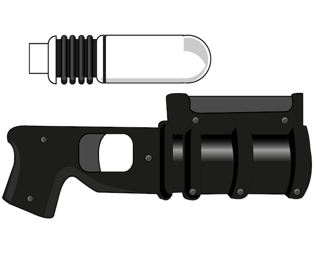 Vektor der weiße hintergrund des underbarrel-granatwerfers ist isoliert