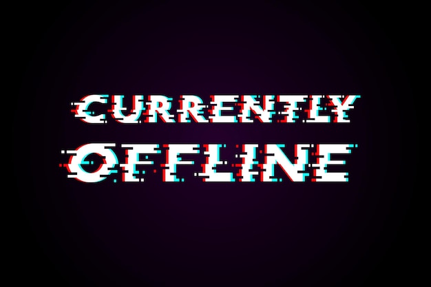 Vektor derzeit offline weißes glitch-texthintergrunddesign für twitch