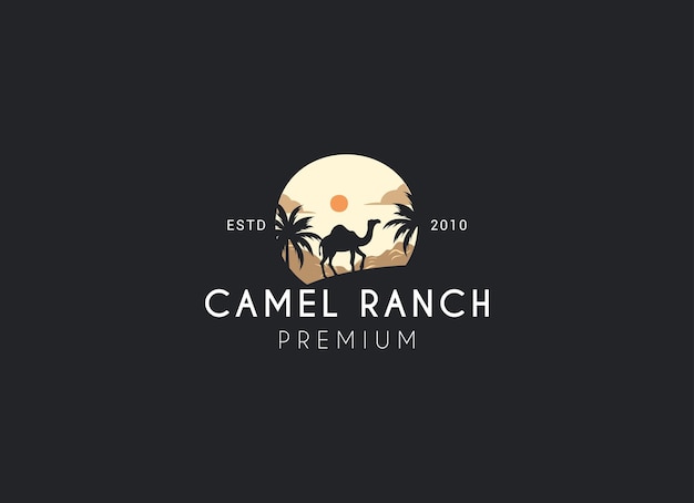 Vektor desertkamel-silhouette-logo-design: logo-design der kamel-ranch