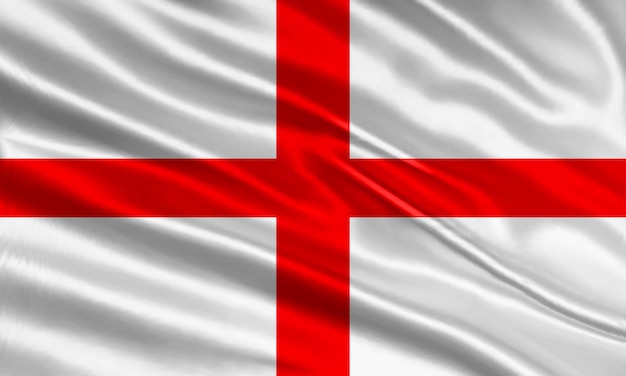 Design der englischen Flagge Wehen der englischen Fahne aus Satin oder Seidenstoff Vektor-Illustration