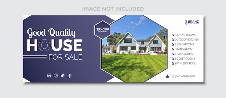 Vektor design der facebook-cover- und bannervorlage für immobilien