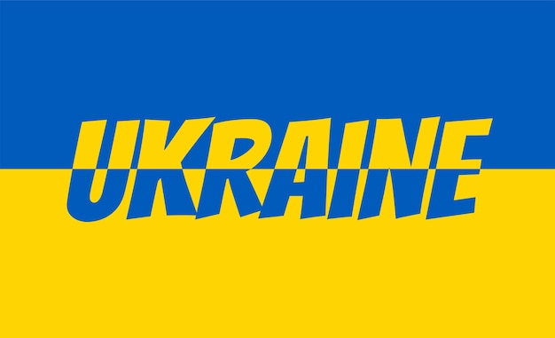 Design der Flagge der Ukraine mit dem Namen des Landes mit den Farben der Flagge in umgekehrter Richtung