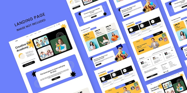 Design der Landing Page der Kid Creative Academy